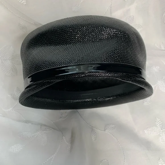 Vintage  Linda Anne Black Straw Hat - Picture 7 of 8